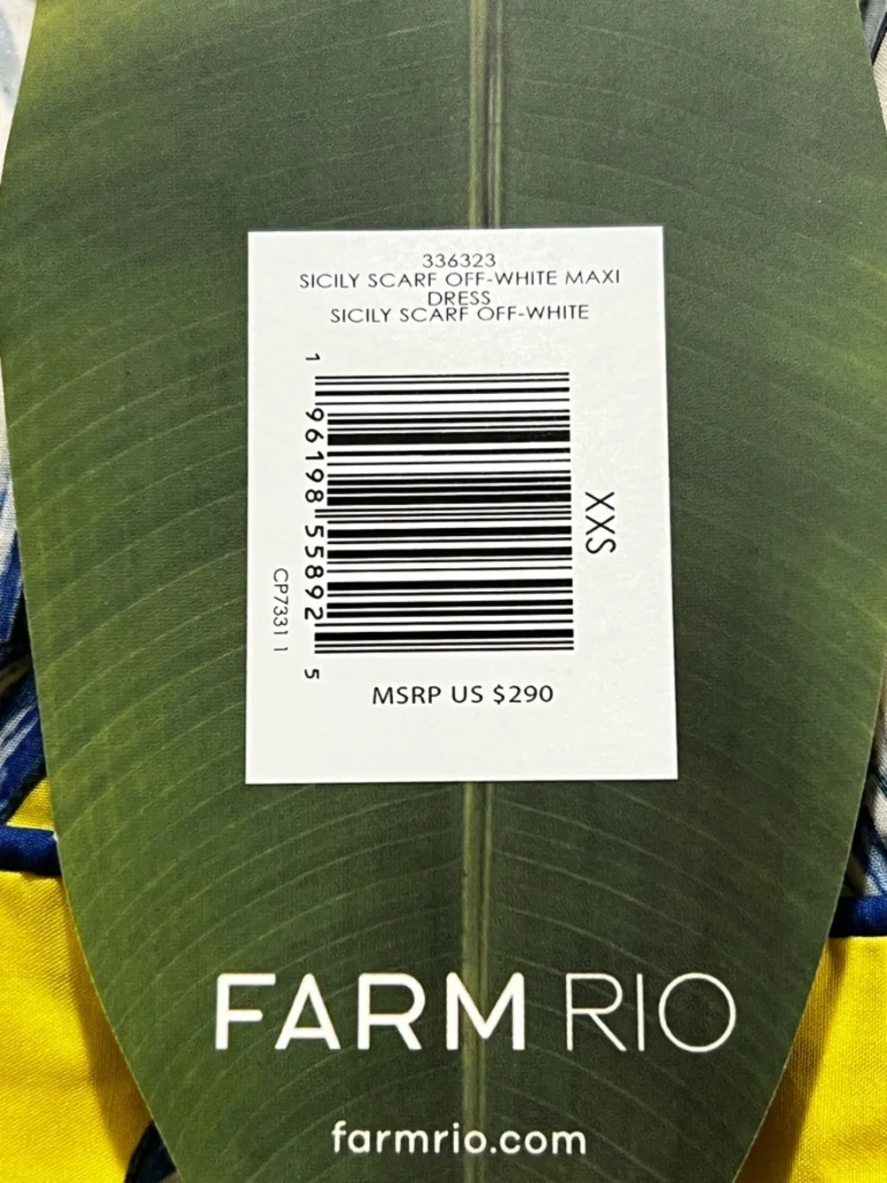 FARM Rio Sicily Scarf Print Maxi Dress Yellow Floral XXS NWT - Picture 8 of 11